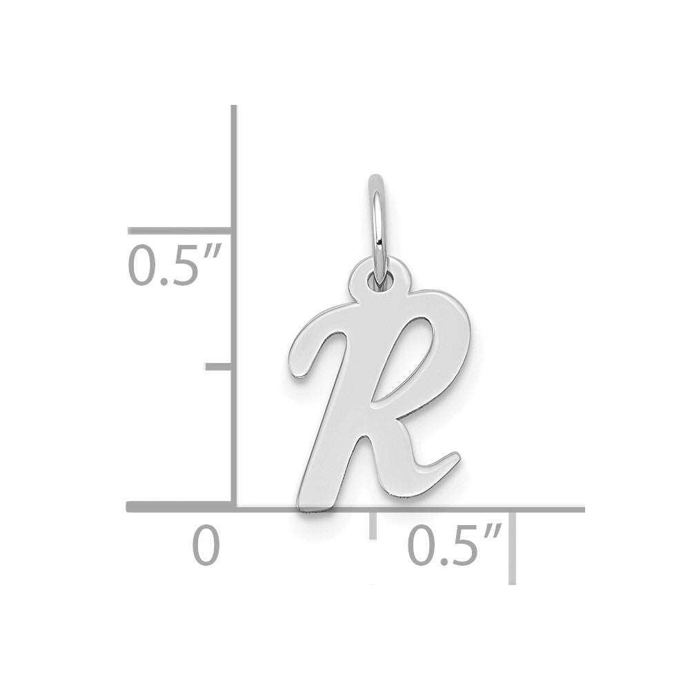 FJC Finejewelers 10 kt White Gold Small Script Initial R Charm 17 mm x 11 mm
