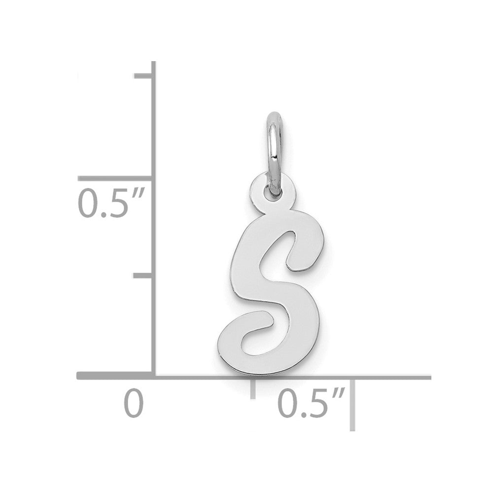 FJC Finejewelers 10 kt White Gold Small Script Initial S Charm 17 mm x 11 mm