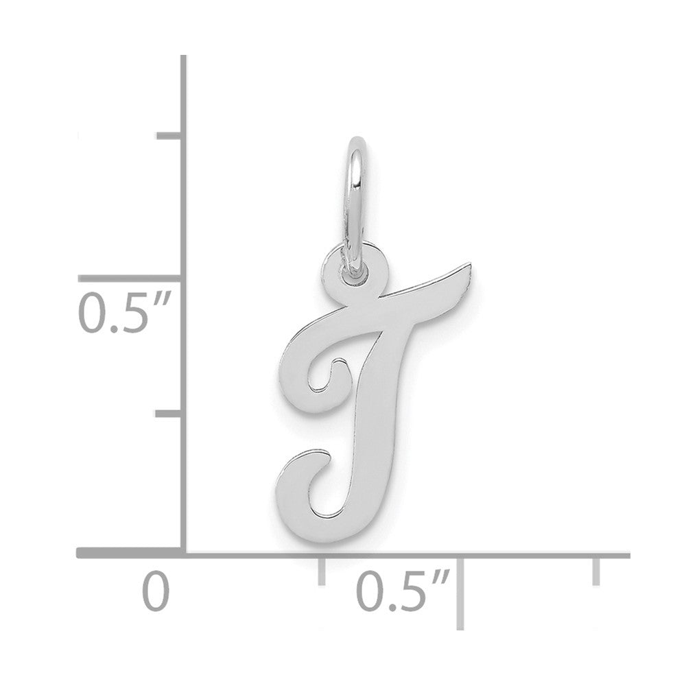 FJC Finejewelers 10 kt White Gold Small Script Initial T Charm 17 mm x 11 mm