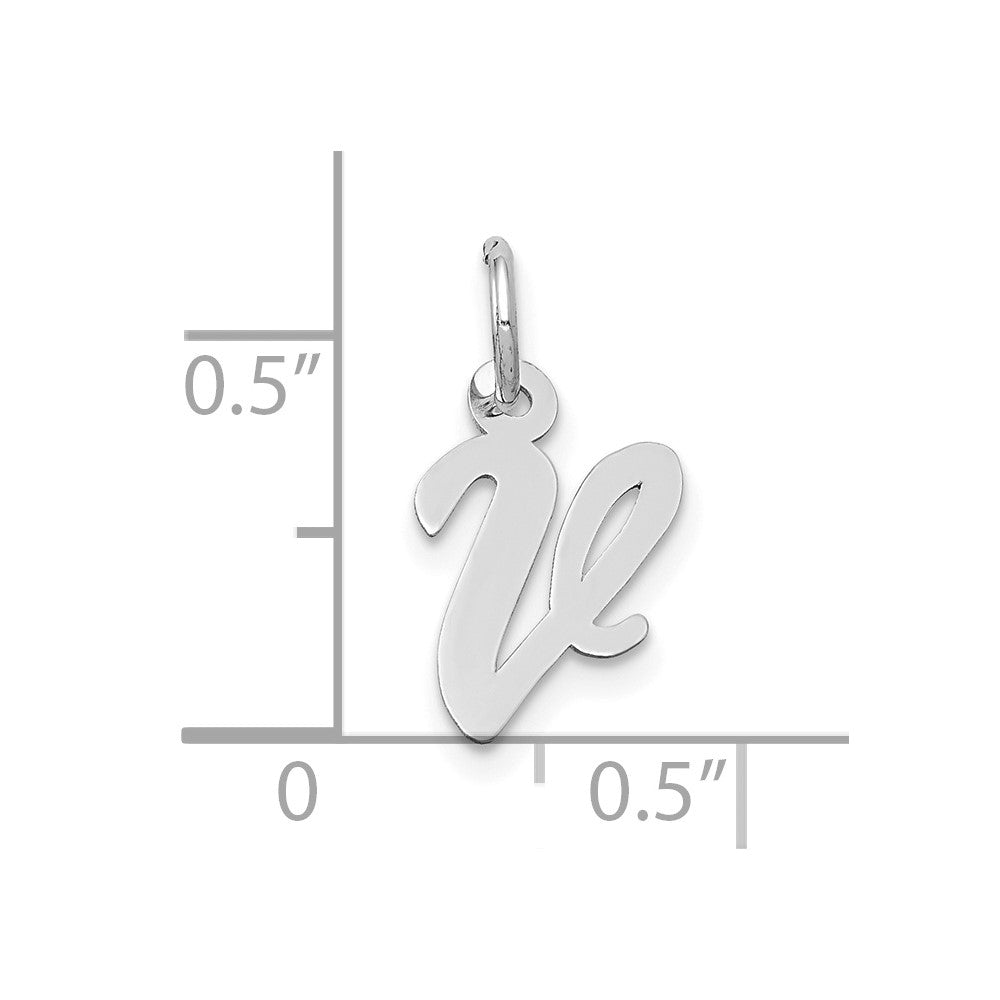 FJC Finejewelers 10 kt White Gold Small Script Initial V Charm 17 mm x 11 mm