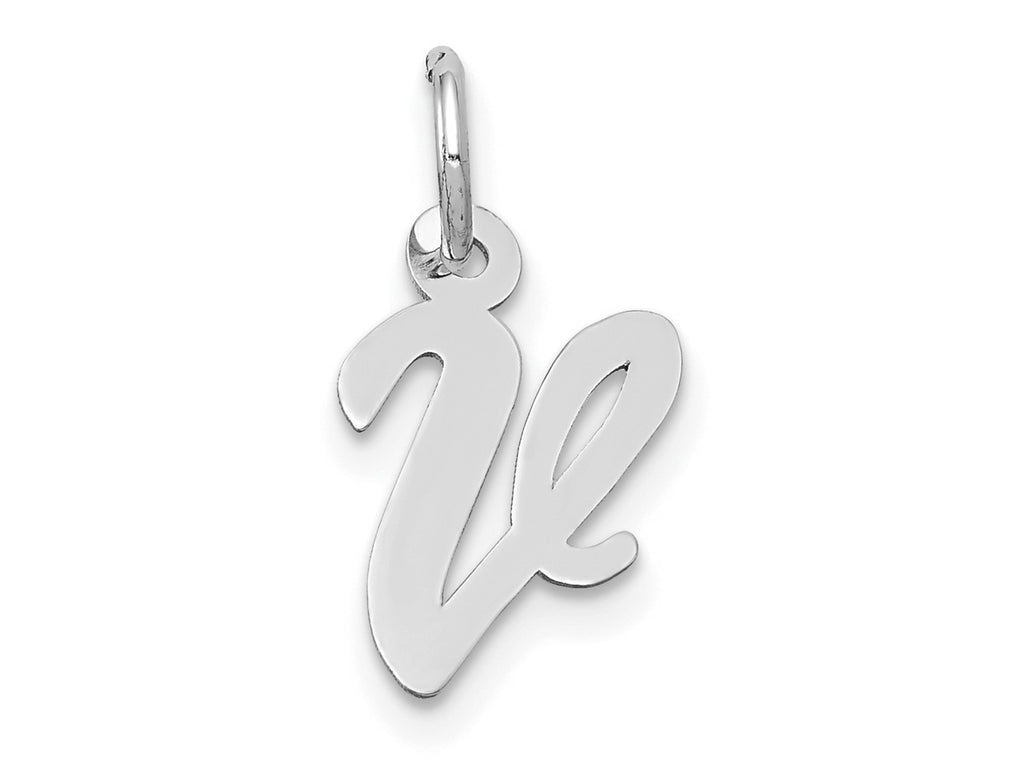 FJC Finejewelers 10 kt White Gold Small Script Initial V Charm 17 mm x 11 mm