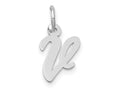 FJC Finejewelers 10 kt White Gold Small Script Initial V Charm 17 mm x 11 mm