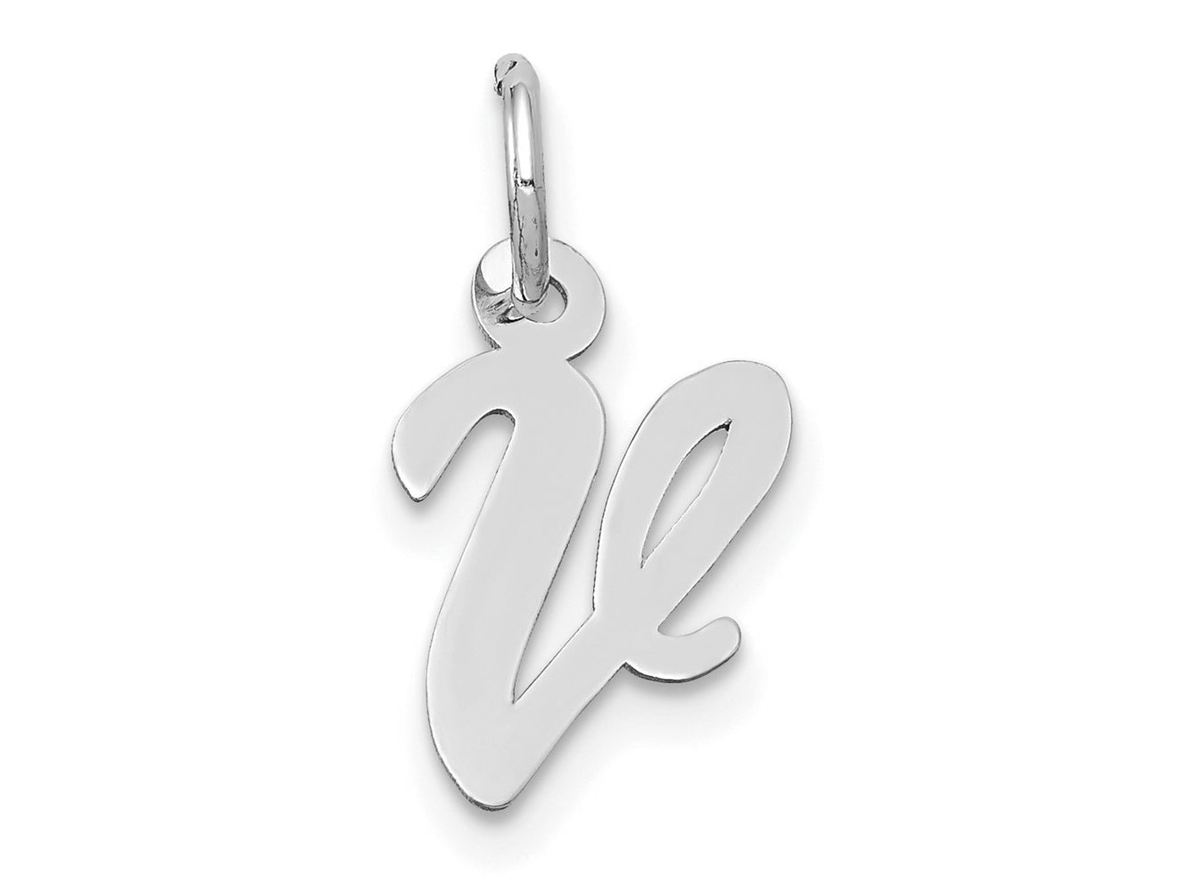 FJC Finejewelers 10 kt White Gold Small Script Initial V Charm 17 mm x 11 mm