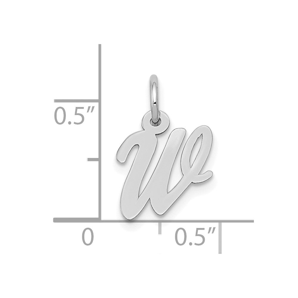 FJC Finejewelers 10 kt White Gold Small Script Initial W Charm 17 mm x 11 mm