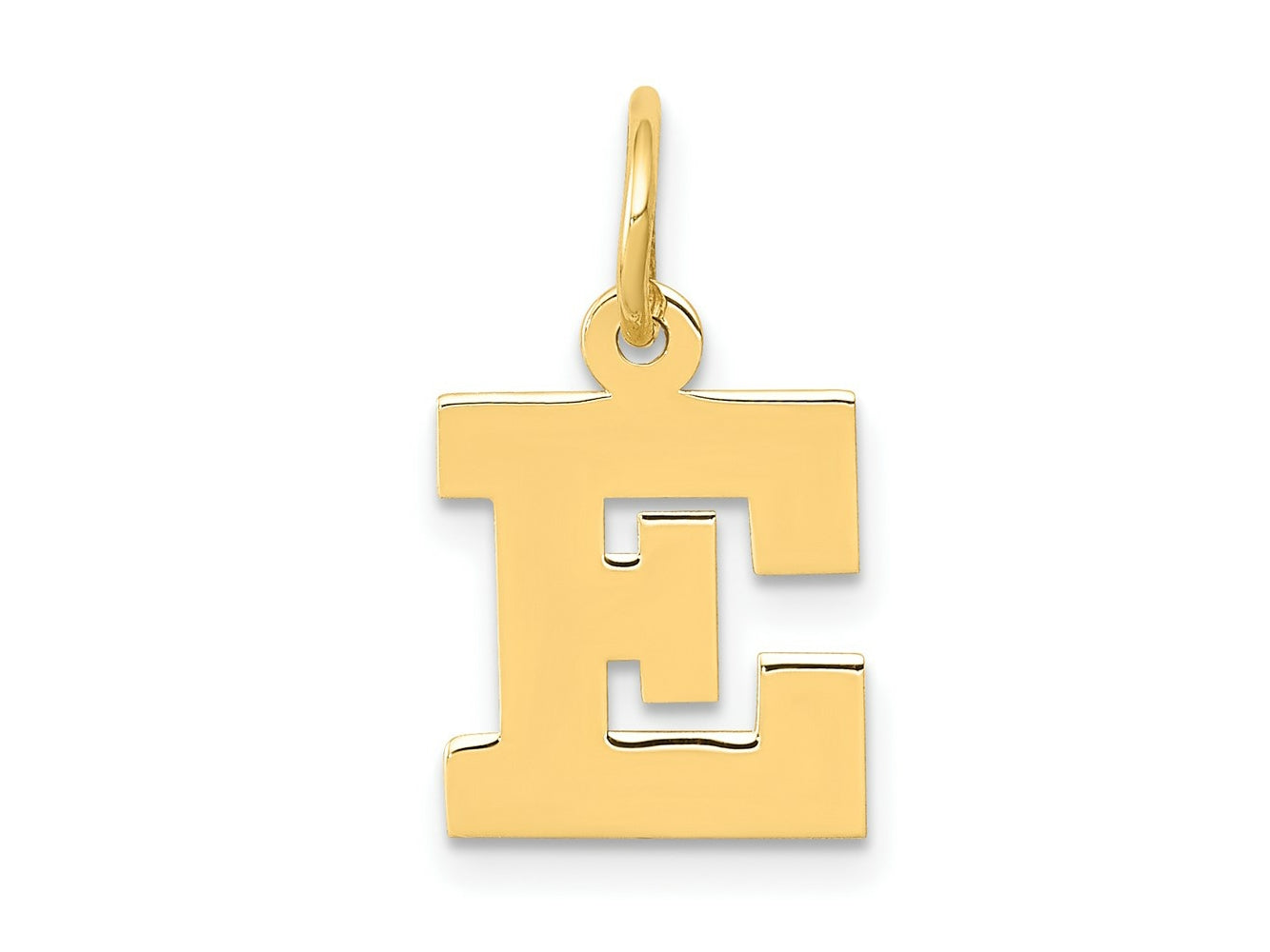 FJC Finejewelers 10 kt Yellow Gold Small Block Initial E Charm 18 x 12 mm