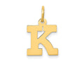 FJC Finejewelers 10 kt Yellow Gold Small Block Initial K Charm 18 x 12 mm