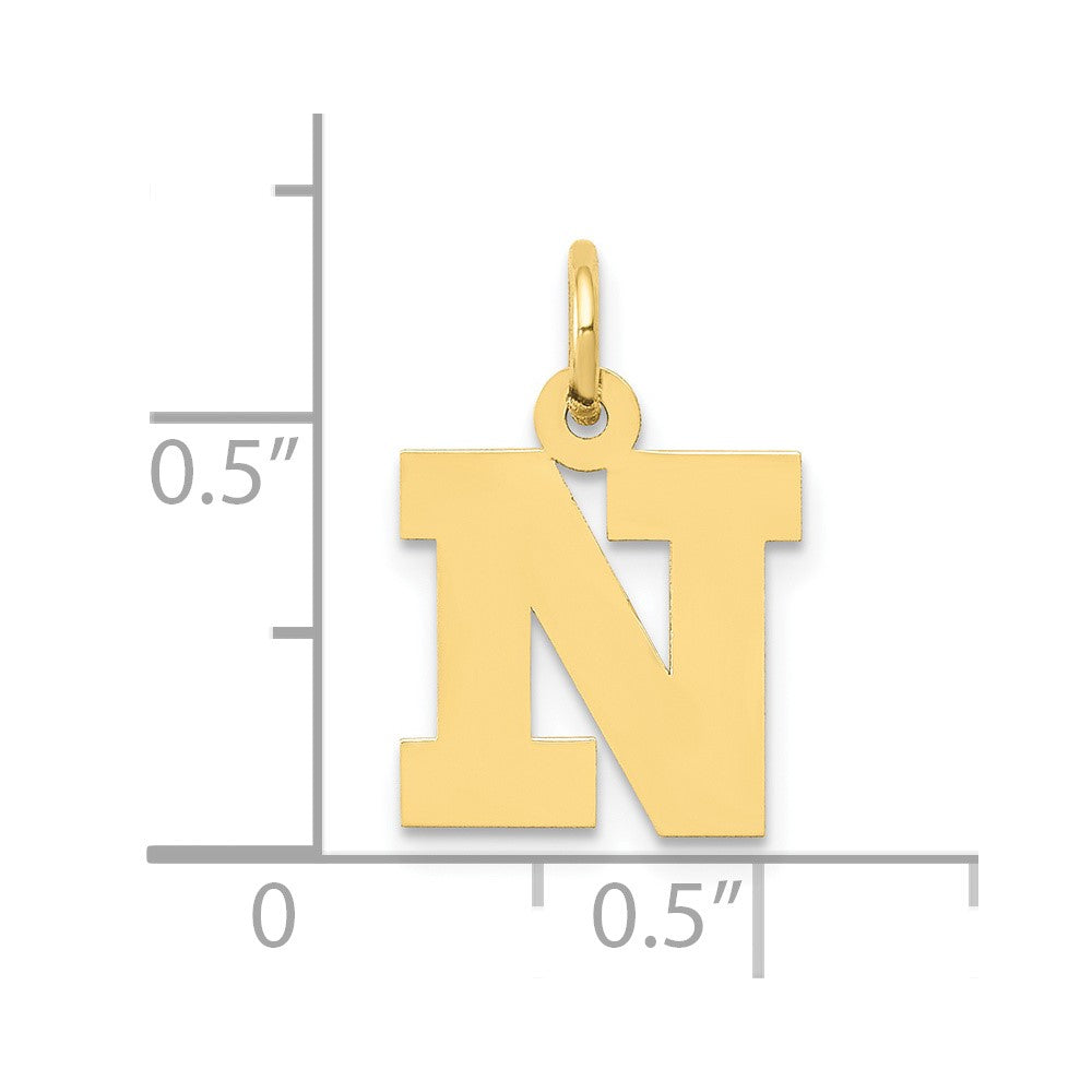 FJC Finejewelers 10 kt Yellow Gold Small Block Initial N Charm 18 x 12 mm