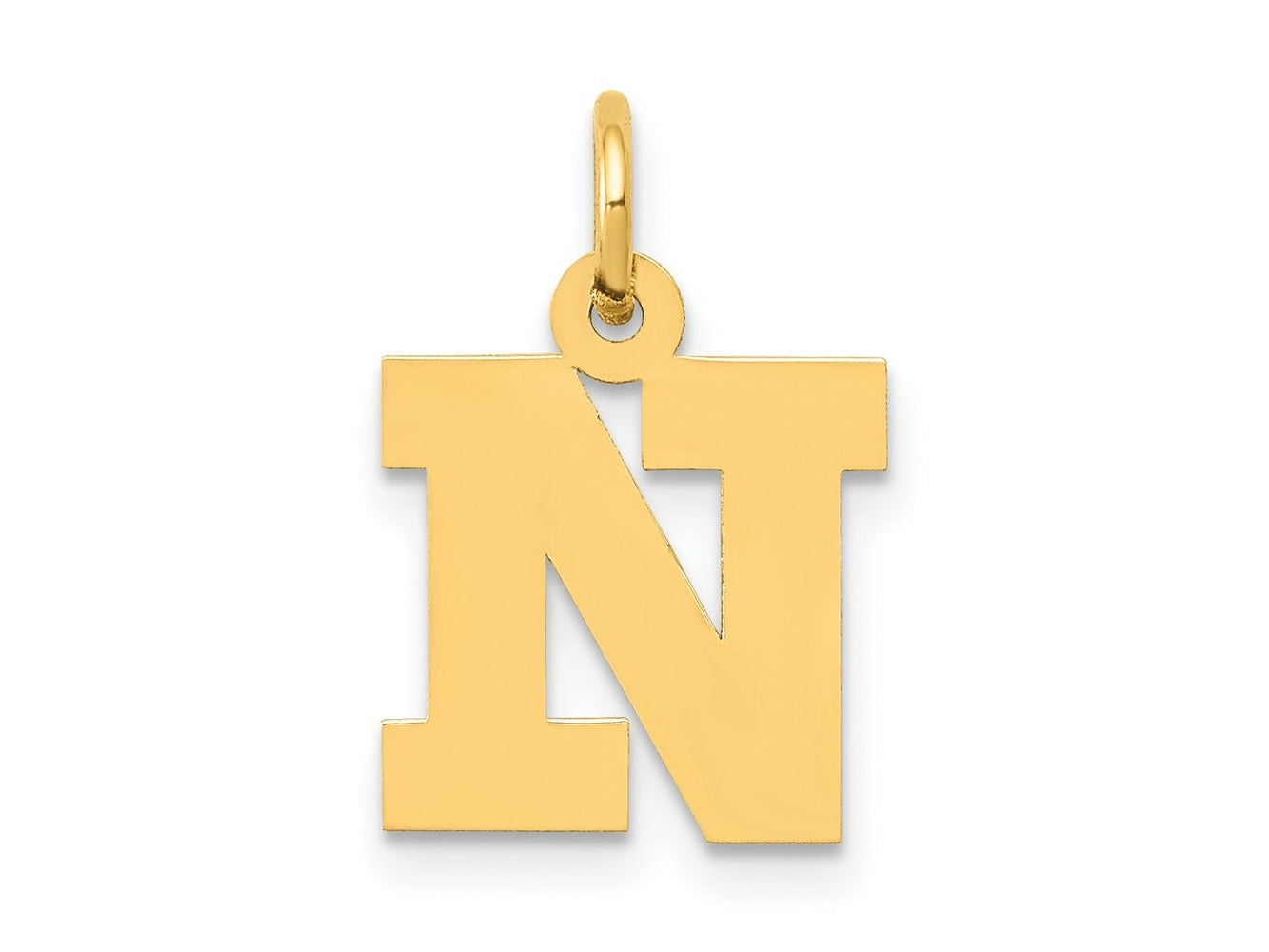 FJC Finejewelers 10 kt Yellow Gold Small Block Initial N Charm 18 x 12 mm
