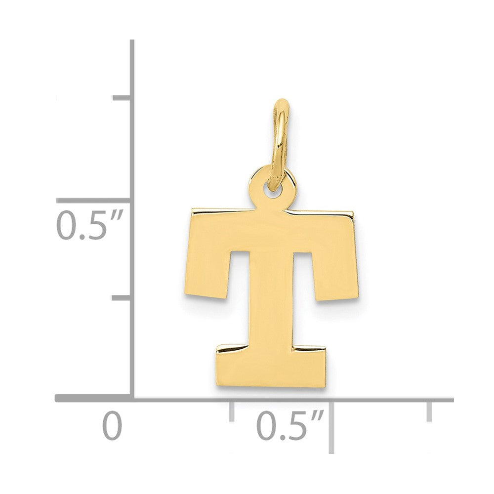 FJC Finejewelers 10 kt Yellow Gold Small Block Initial T Charm 18 x 12 mm