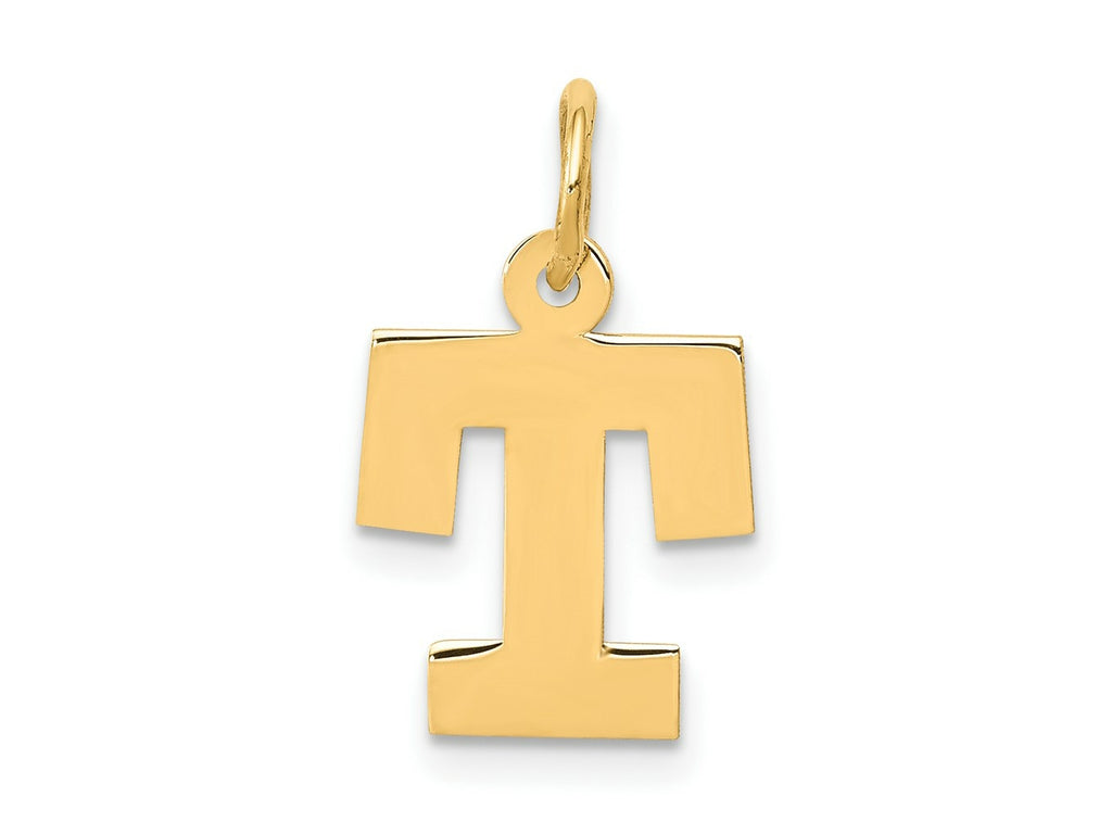 FJC Finejewelers 10 kt Yellow Gold Small Block Initial T Charm 18 x 12 mm
