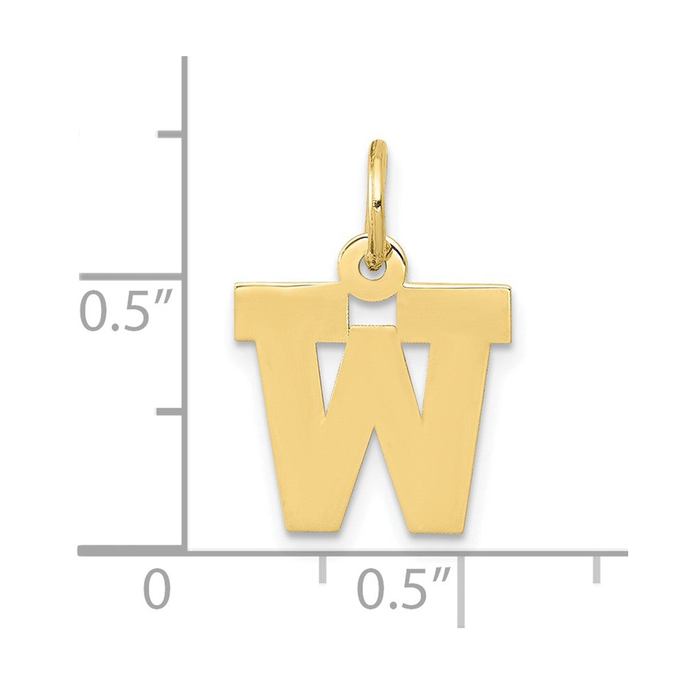 FJC Finejewelers 10 kt Yellow Gold Small Block Initial W Charm 18 x 12 mm