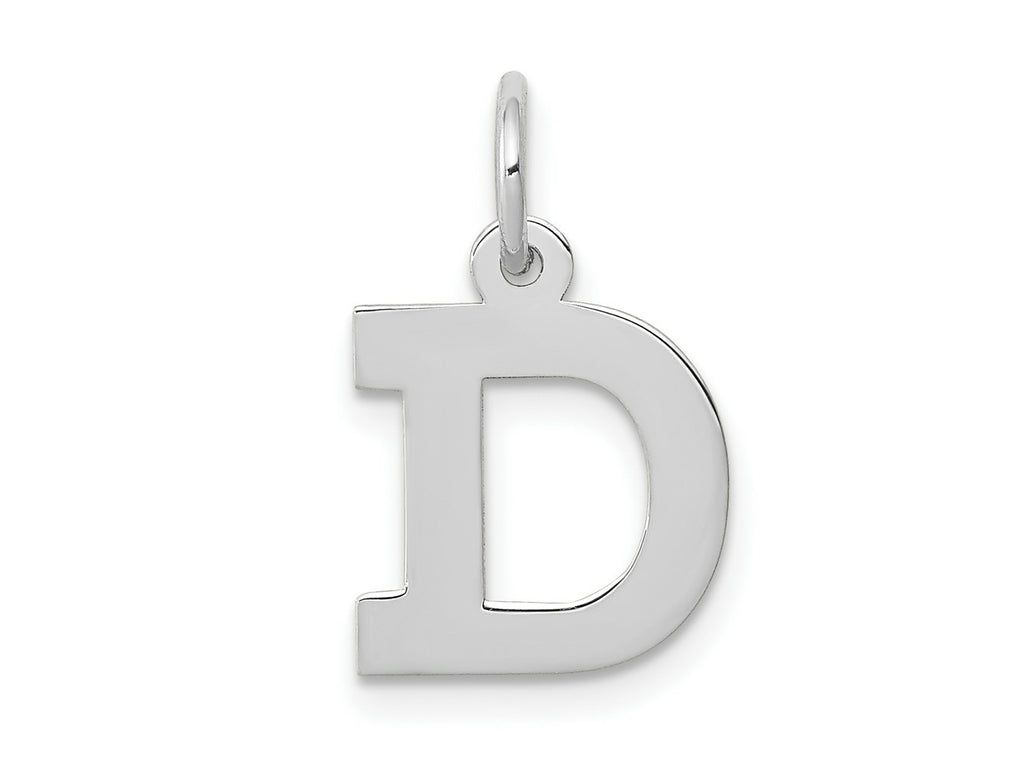 FJC Finejewelers 10 kt White Gold Small Block Initial D Charm 18 mm x 10 mm