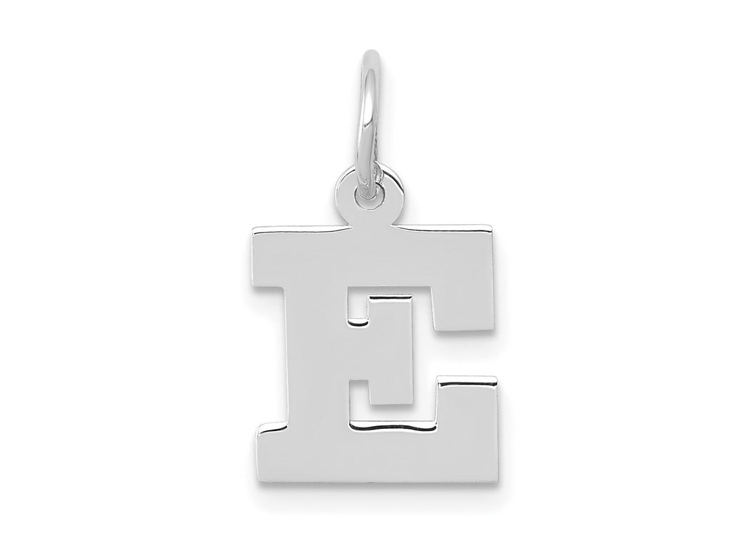 FJC Finejewelers 10 kt White Gold Small Block Initial E Charm 18 mm x 12 mm
