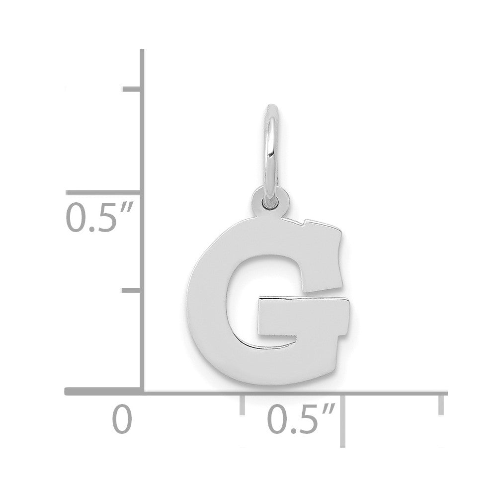 FJC Finejewelers 10 kt White Gold Small Block Initial G Charm 18 mm x 12 mm