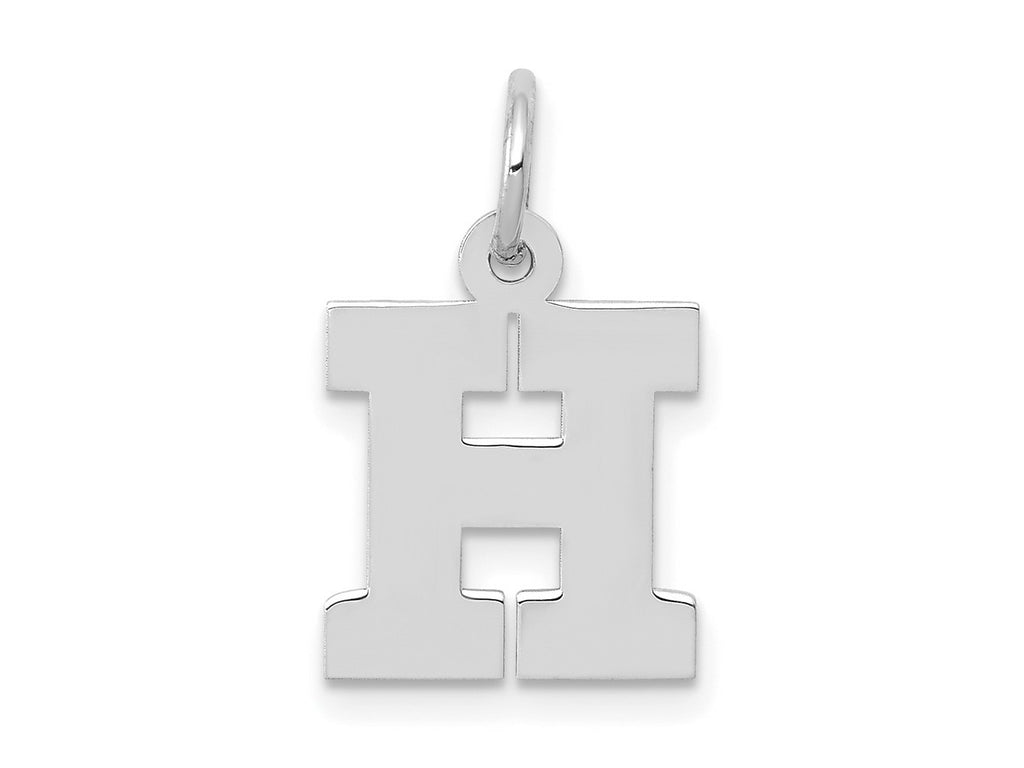 FJC Finejewelers 10 kt White Gold Small Block Initial H Charm 18 mm x 12 mm