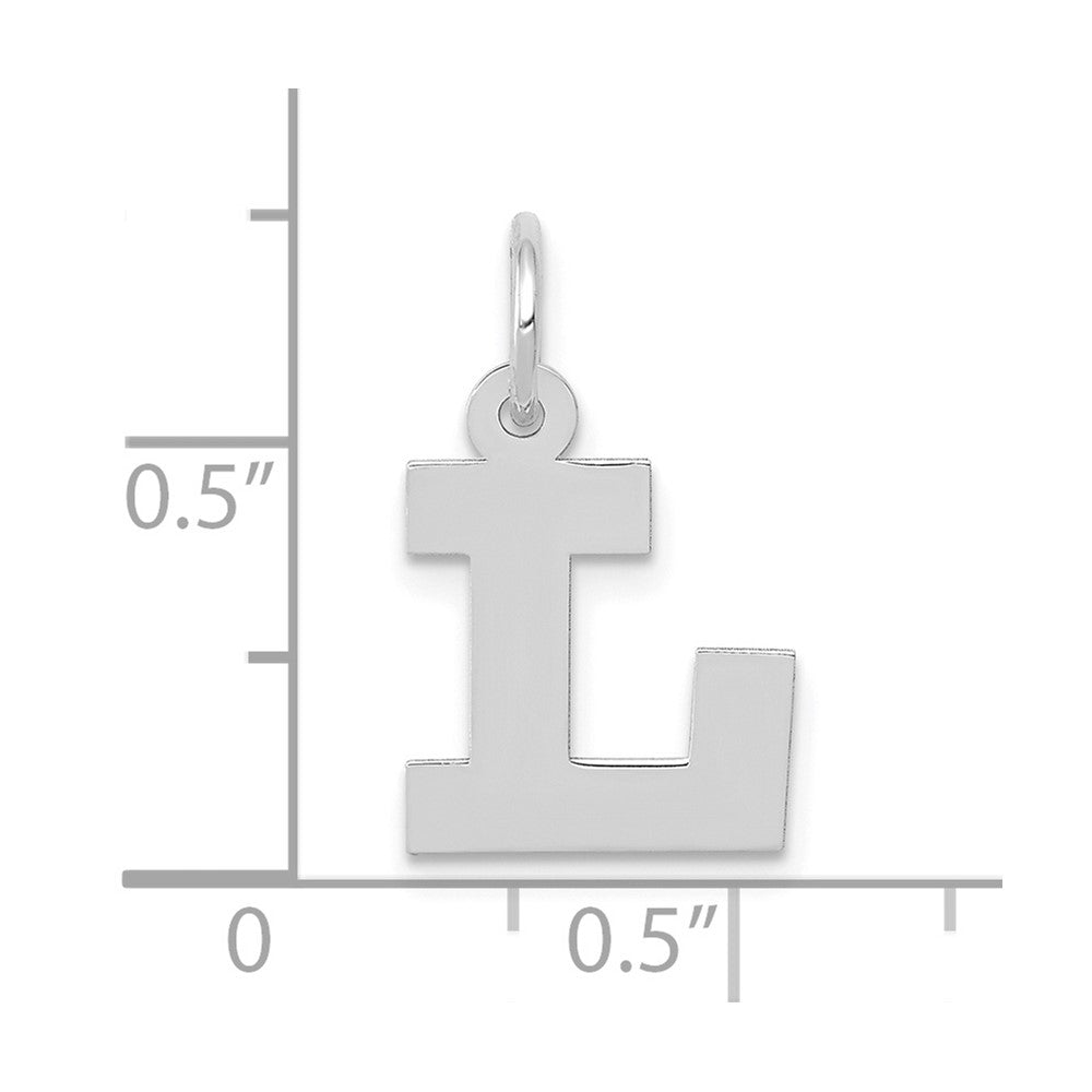 FJC Finejewelers 10 kt White Gold Small Block Initial L Charm 18 mm x 12 mm
