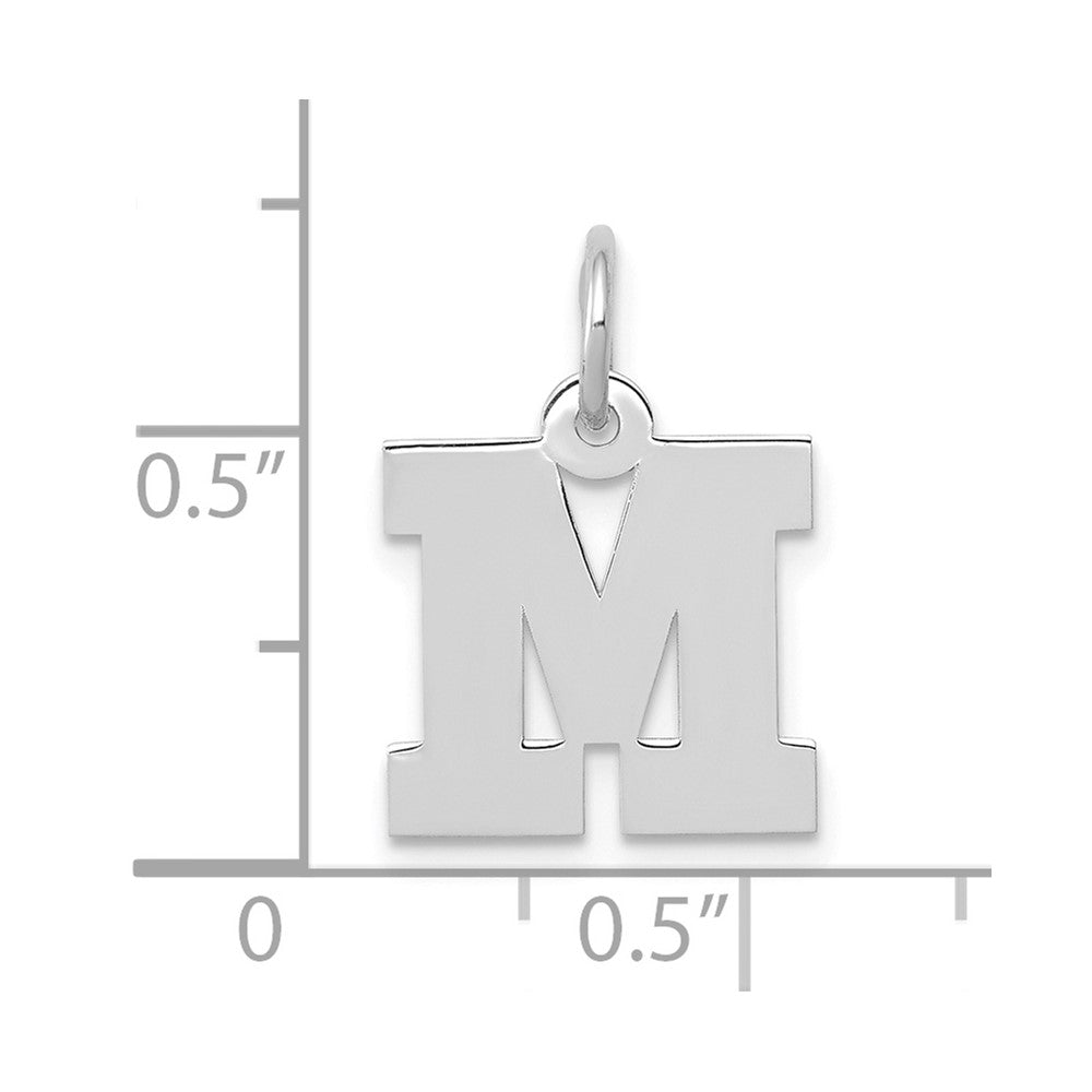 FJC Finejewelers 10 kt White Gold Small Block Initial M Charm 18 mm x 12 mm