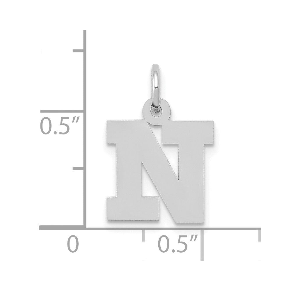 FJC Finejewelers 10 kt White Gold Small Block Initial N Charm 18 mm x 12 mm
