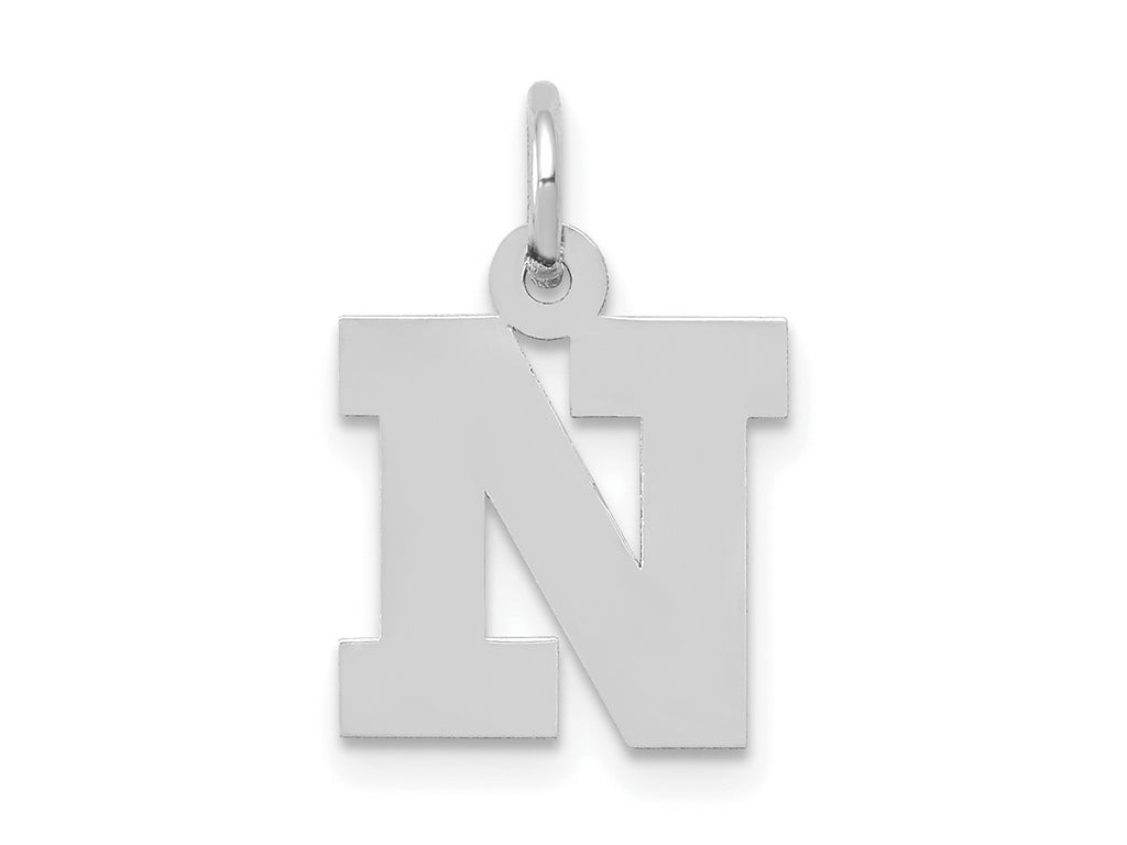 FJC Finejewelers 10 kt White Gold Small Block Initial N Charm 18 mm x 12 mm