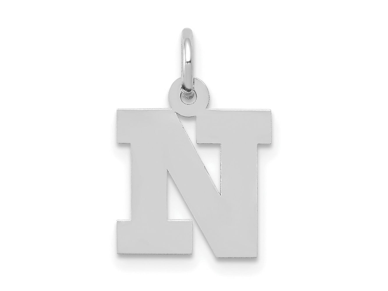 FJC Finejewelers 10 kt White Gold Small Block Initial N Charm 18 mm x 12 mm