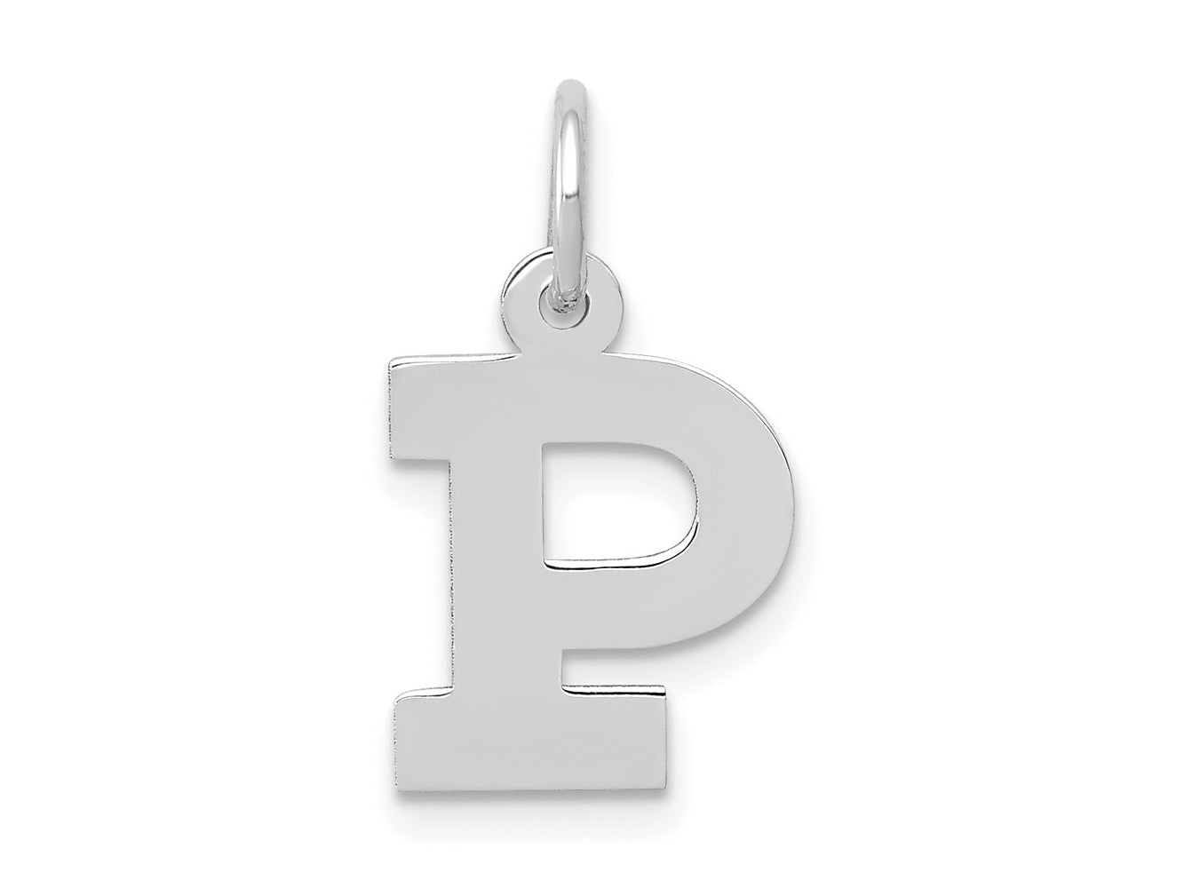 FJC Finejewelers 10 kt White Gold Small Block Initial P Charm 18 mm x 12 mm