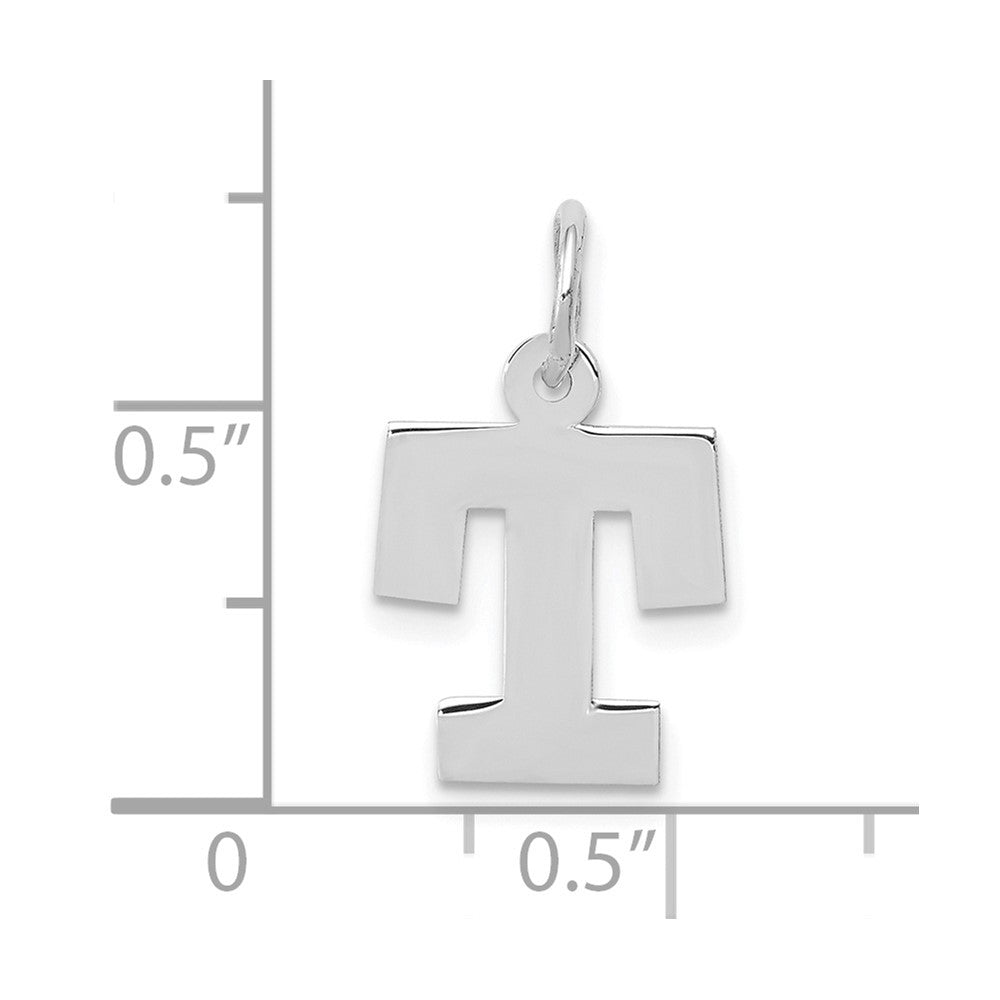 FJC Finejewelers 10 kt White Gold Small Block Initial T Charm 18 mm x 12 mm
