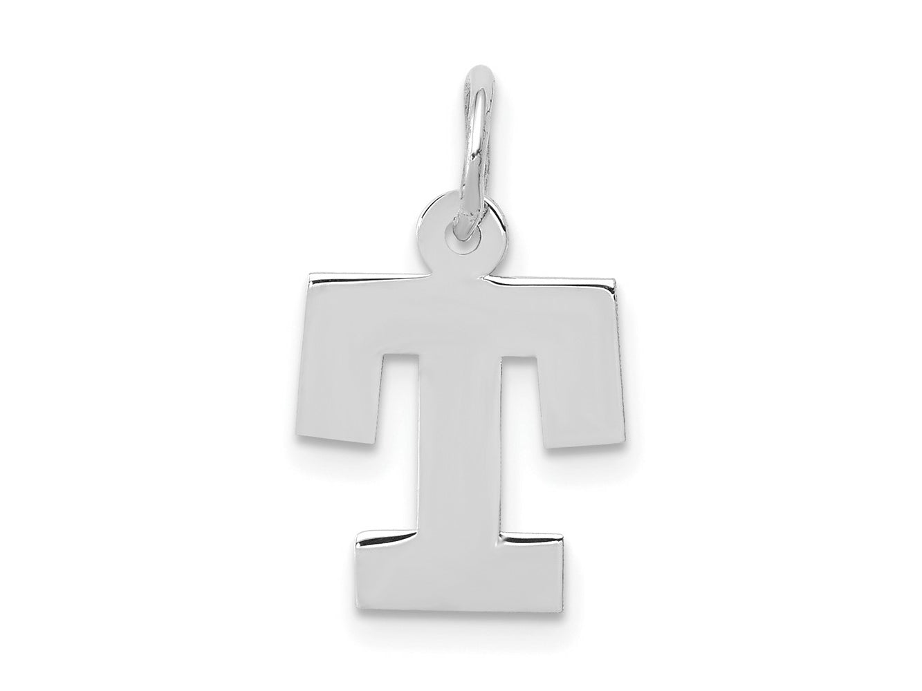 FJC Finejewelers 10 kt White Gold Small Block Initial T Charm 18 mm x 12 mm