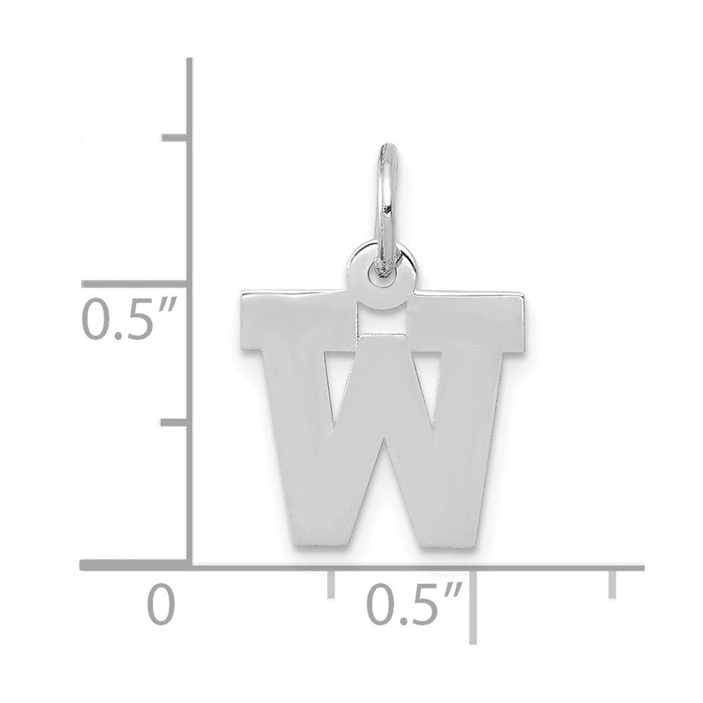 FJC Finejewelers 10 kt White Gold Small Block Initial W Charm 18 mm x 12 mm