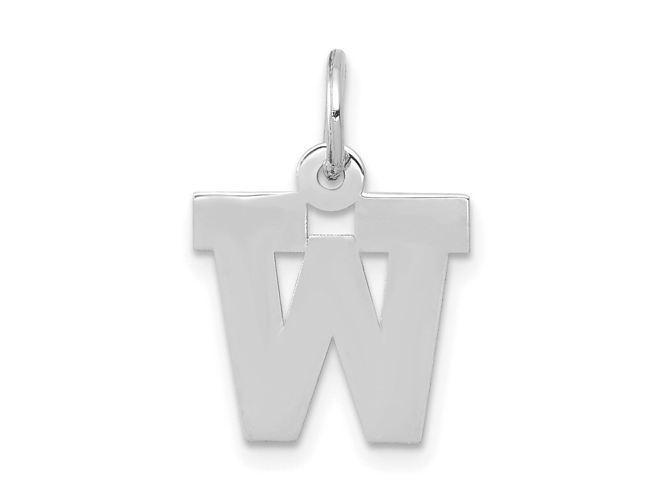 FJC Finejewelers 10 kt White Gold Small Block Initial W Charm 18 mm x 12 mm