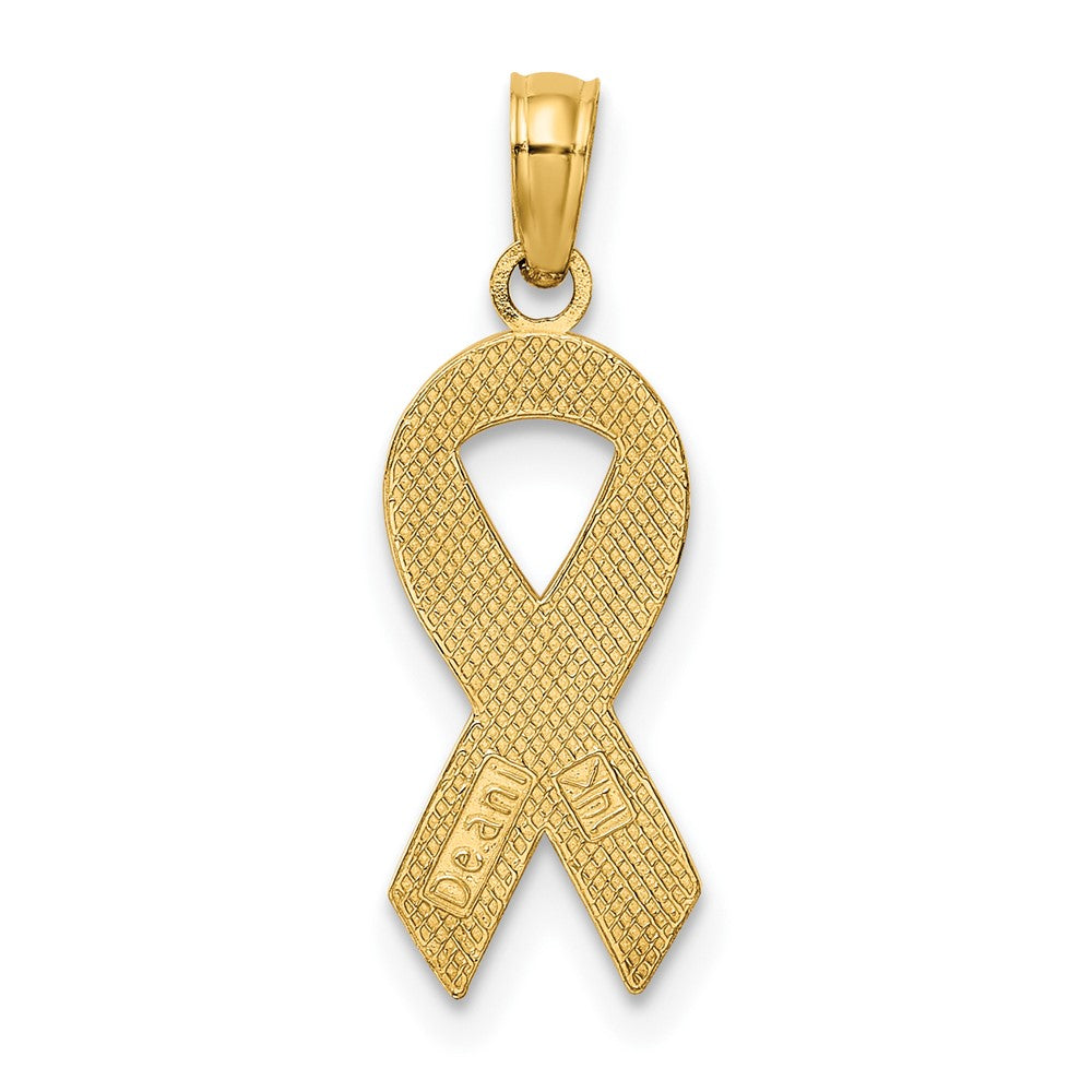 FJC Finejewelers 10 kt Yellow Gold Pink Enameled Awareness Ribbon Charm 23 x 13 mm