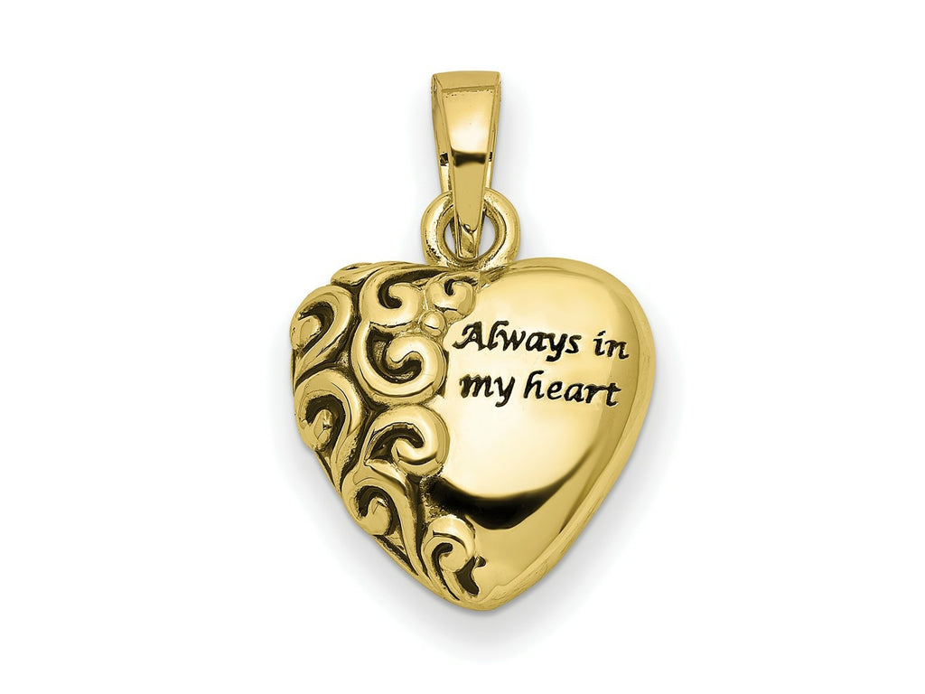FJC Finejewelers 10 kt Yellow Gold Heart Remembrance Ash Holder Charm 19 x 15 mm