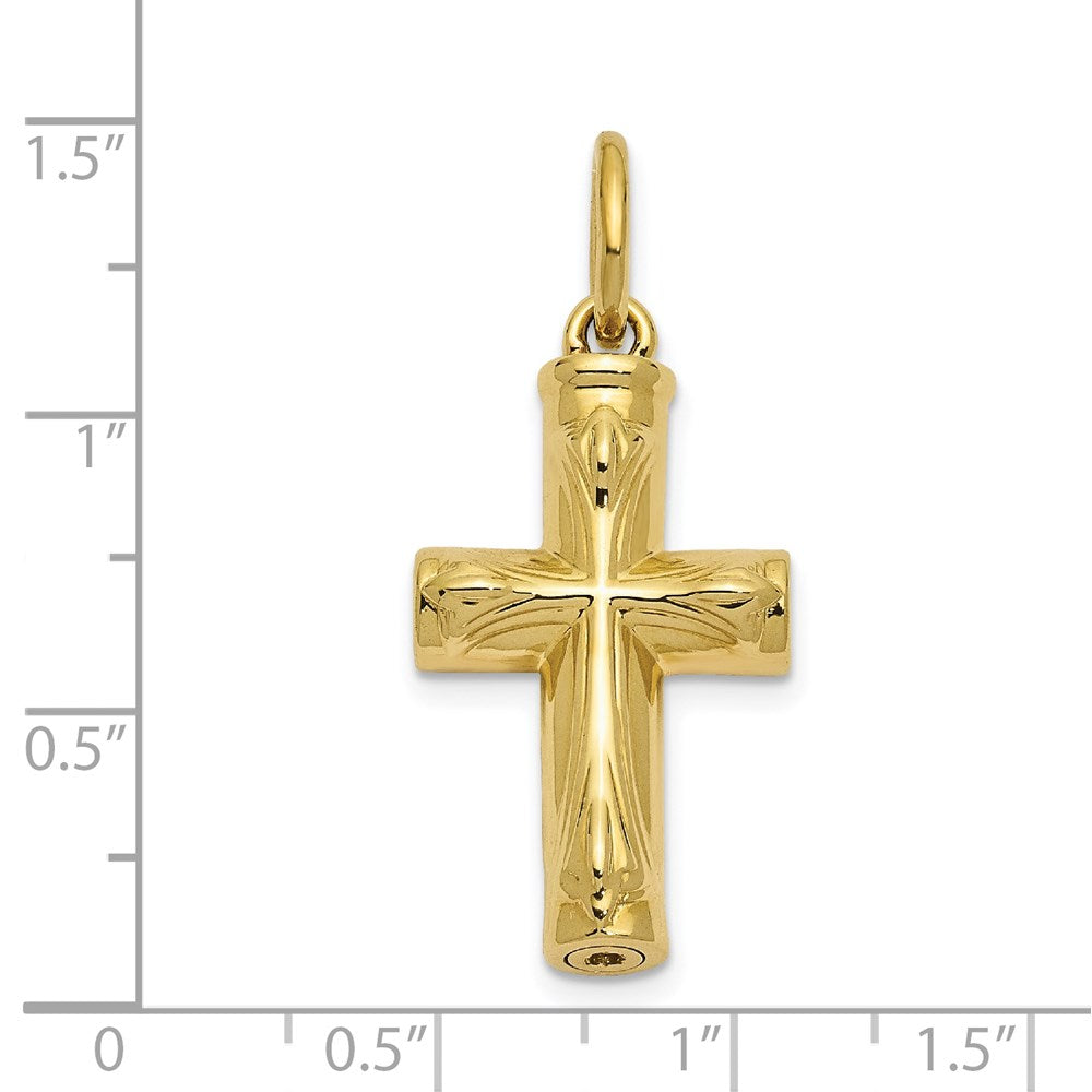 FJC Finejewelers 10 kt Yellow Gold Cross Ash Holder Charm 25 x 15 mm