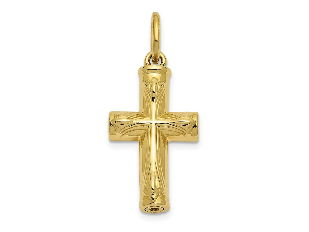 FJC Finejewelers 10 kt Yellow Gold Cross Ash Holder Charm 25 x 15 mm
