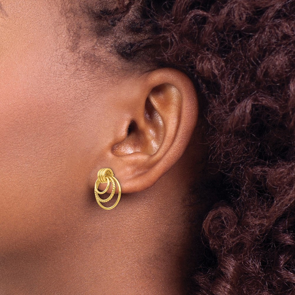 FJC Finejewelers 10 kt Yellow Gold Dangle Polished and Twisted Fancy Post Earrings 17 mm x 15 mm