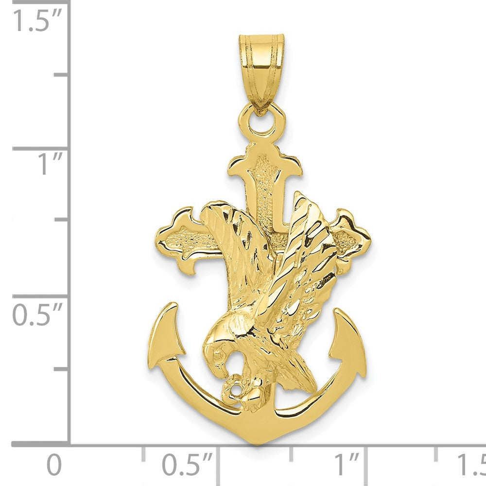 FJC Finejewelers 10 kt Yellow Gold Mariners Cross with Eagle Charm 35 x 20 mm