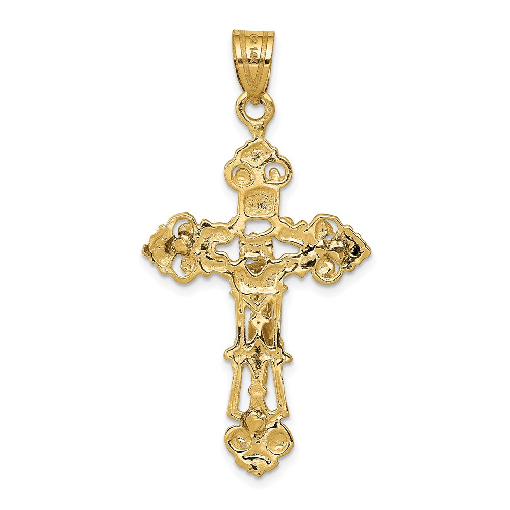 FJC Finejewelers 10 kt Yellow Gold INRI Fleur De Lis Crucifix Charm 41 x 21 mm
