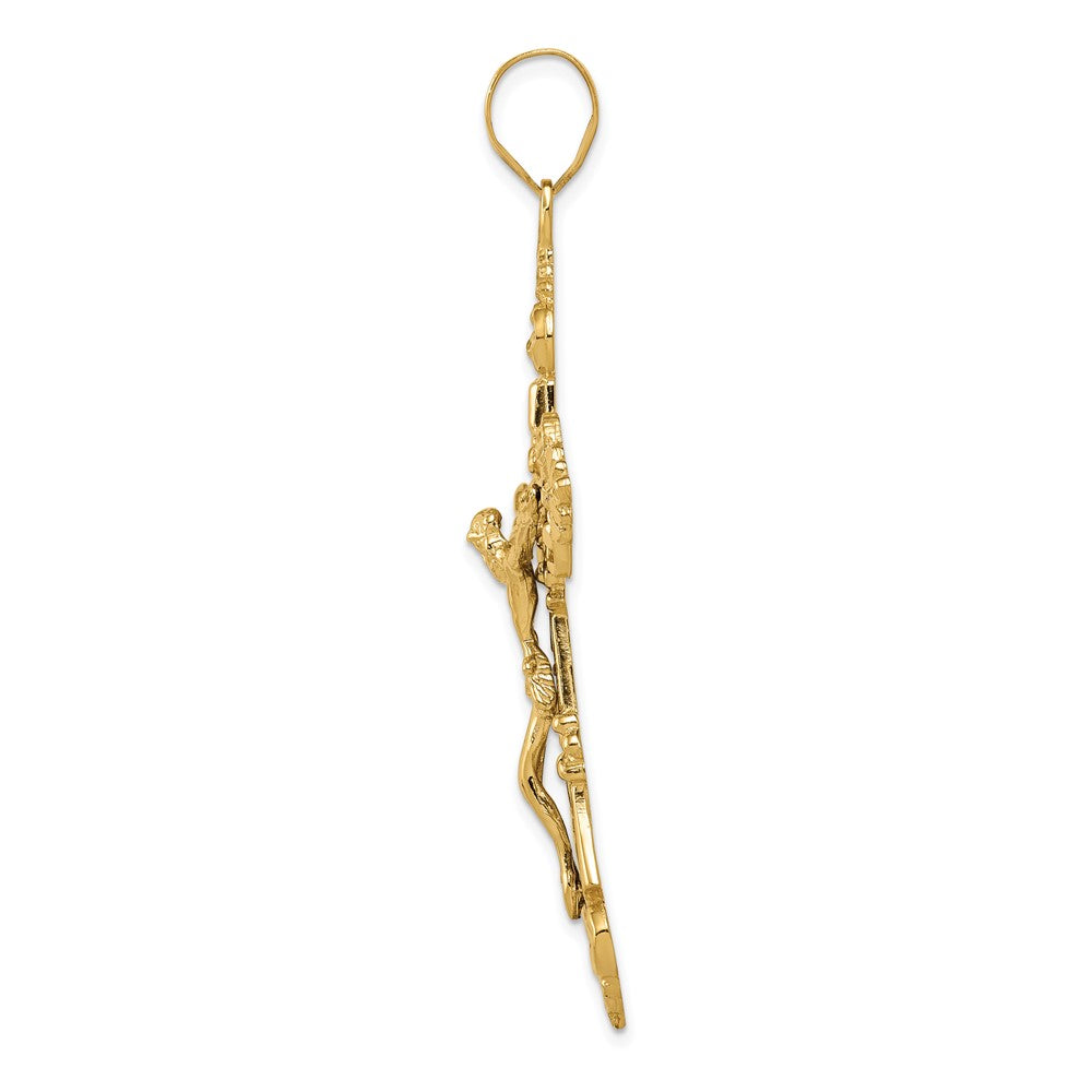 FJC Finejewelers 10 kt Yellow Gold INRI Fleur De Lis Crucifix Charm 57 x 31 mm