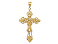 FJC Finejewelers 10 kt Yellow Gold INRI Fleur De Lis Crucifix Charm 57 x 31 mm