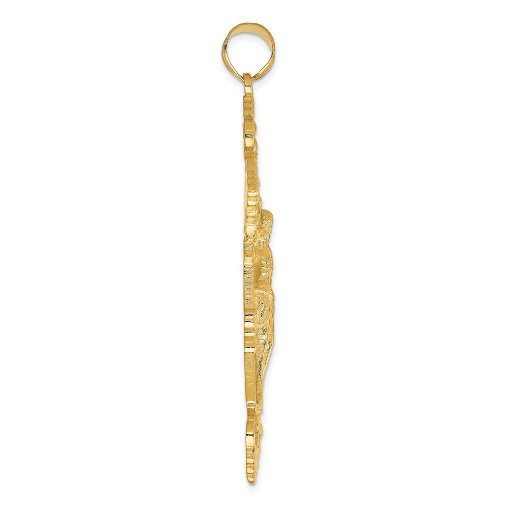 FJC Finejewelers 10 kt Yellow Gold INRI Fleur De Lis Crucifix Charm 66 x 36 mm