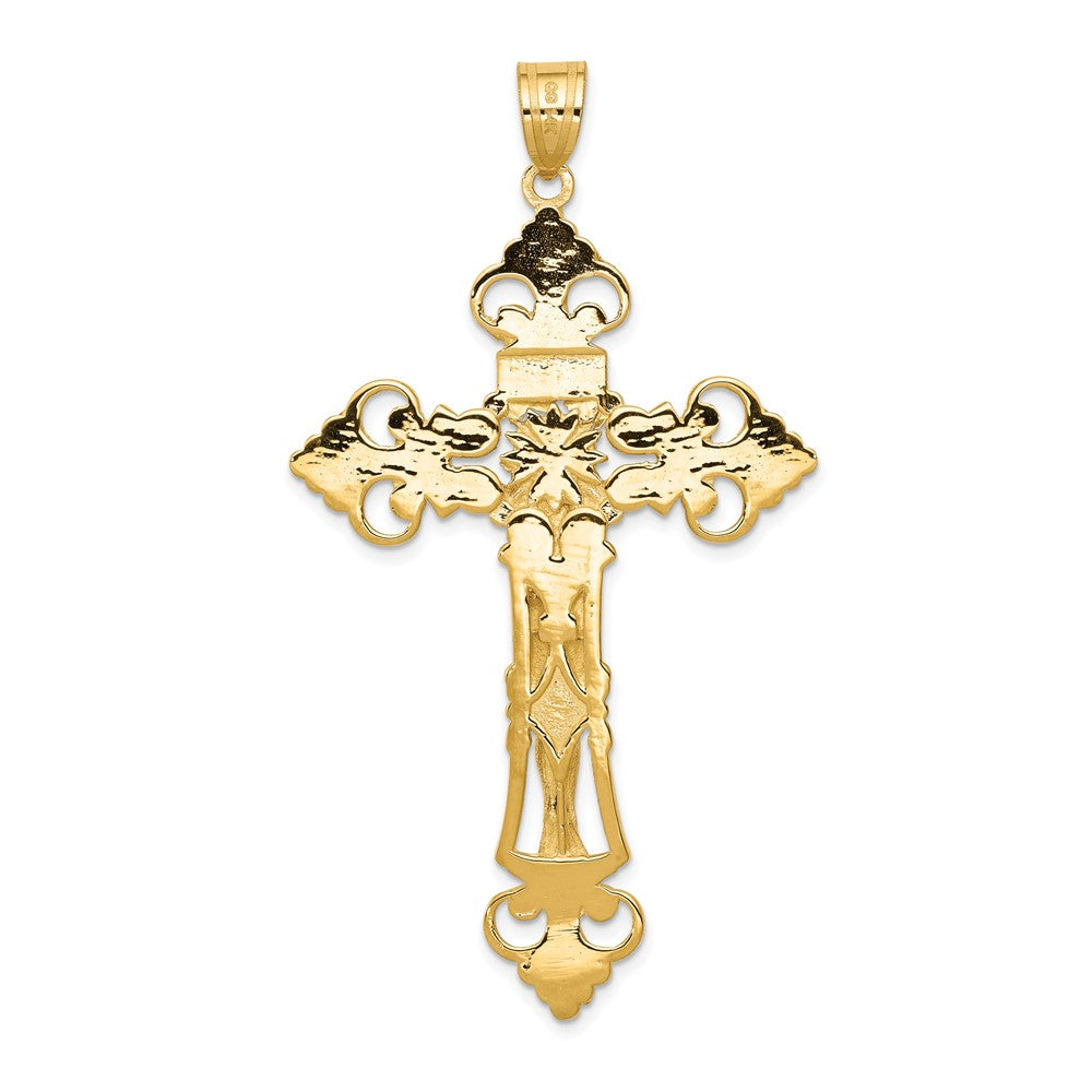 FJC Finejewelers 10 kt Yellow Gold INRI Fleur De Lis Crucifix Charm 66 x 36 mm