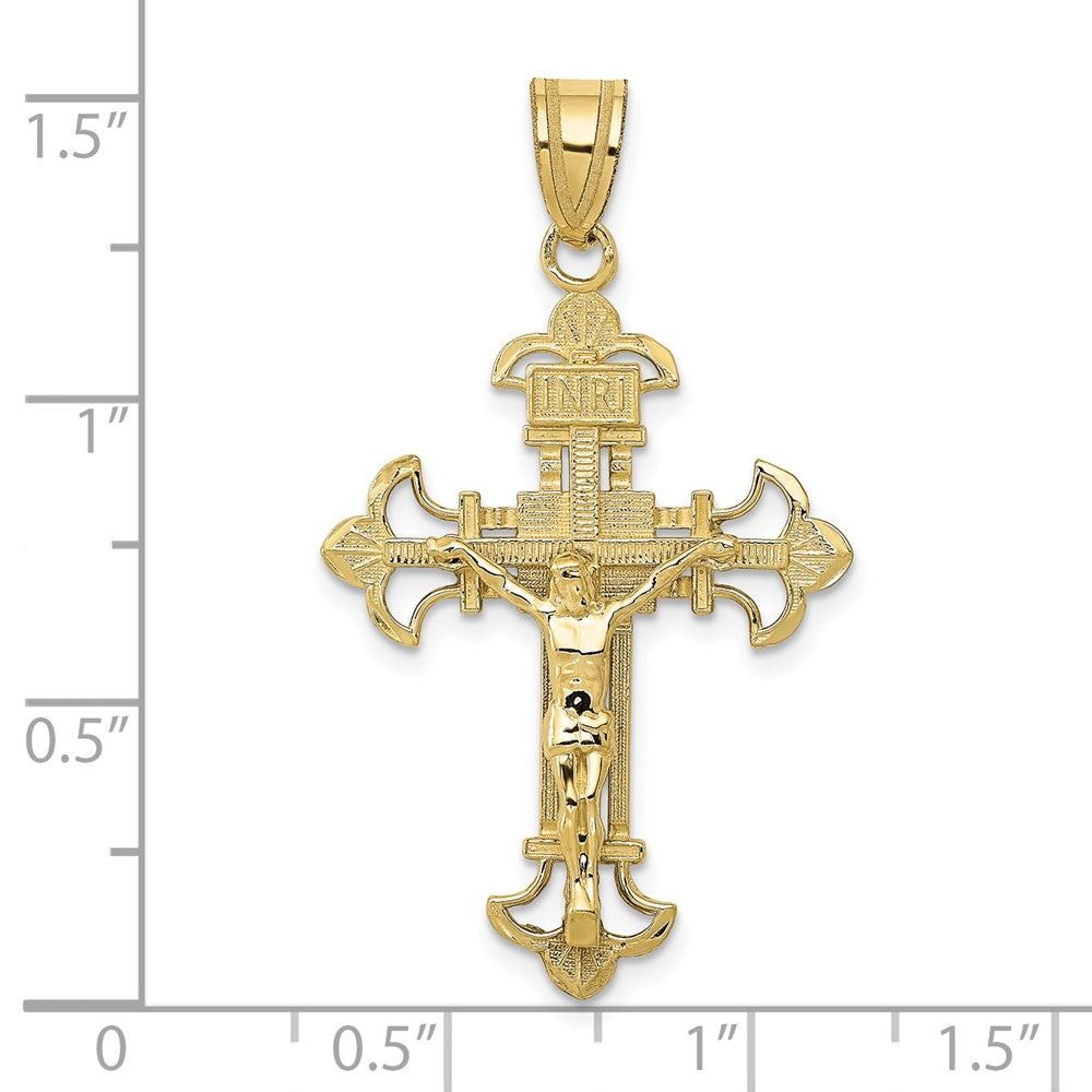 FJC Finejewelers 10 kt Yellow Gold INRI Fleur De Lis Crucifix Charm 39 x 22 mm