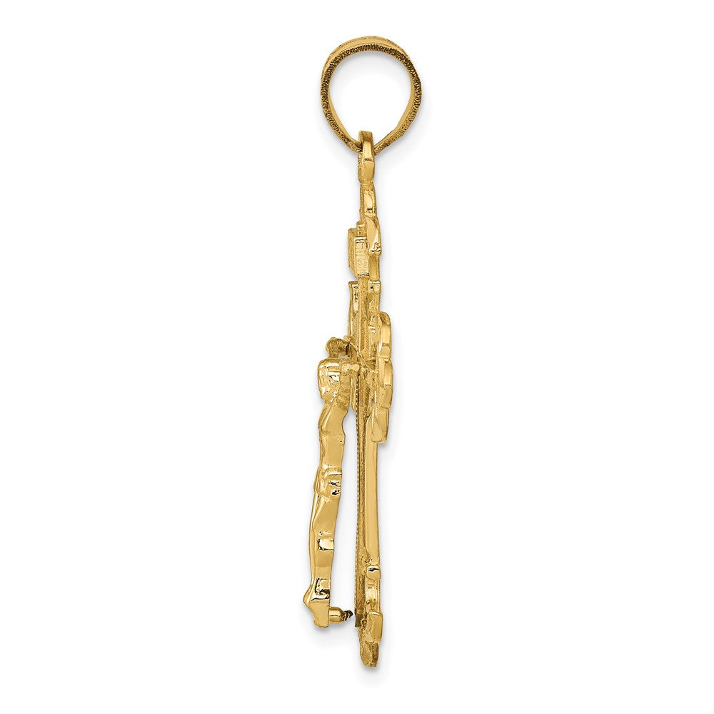 FJC Finejewelers 10 kt Yellow Gold INRI Fleur De Lis Crucifix Charm 39 x 22 mm