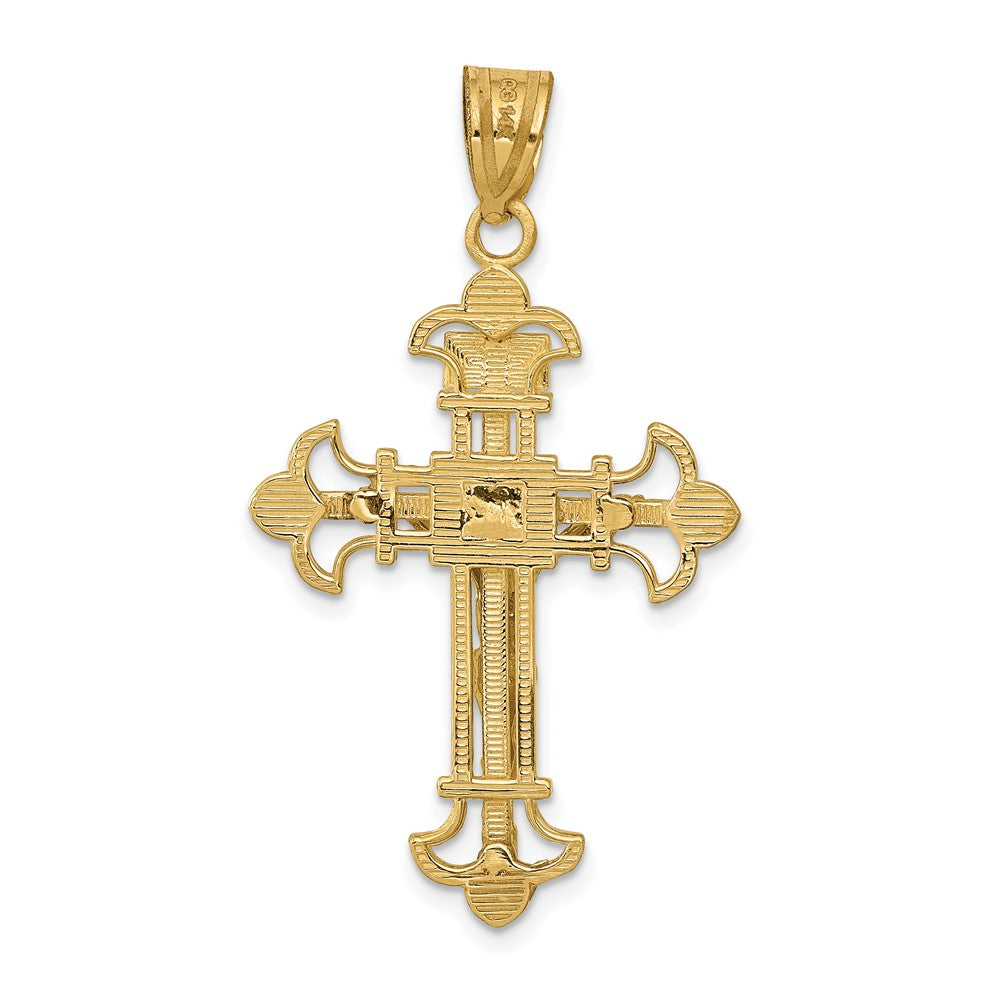 FJC Finejewelers 10 kt Yellow Gold INRI Fleur De Lis Crucifix Charm 39 x 22 mm