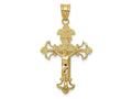 FJC Finejewelers 10 kt Yellow Gold INRI Fleur De Lis Crucifix Charm 39 x 22 mm