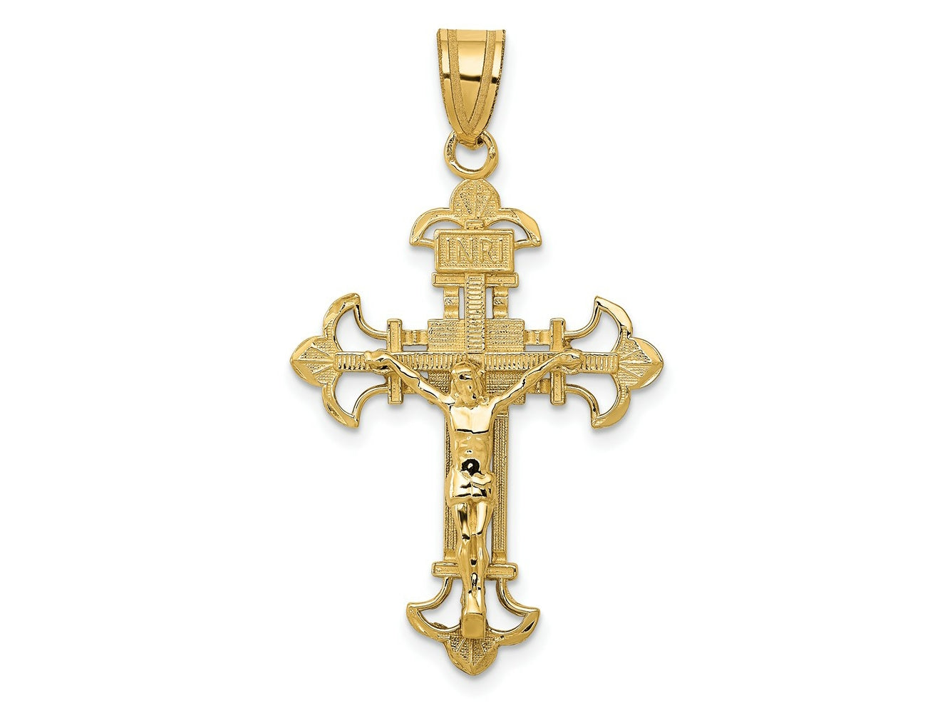 FJC Finejewelers 10 kt Yellow Gold INRI Fleur De Lis Crucifix Charm 39 x 22 mm