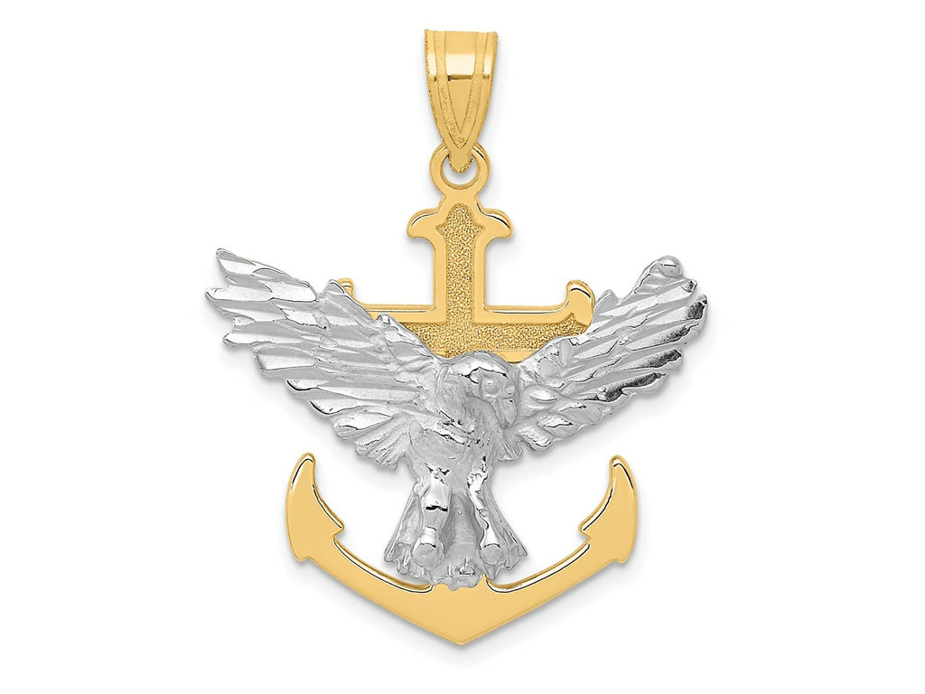 FJC Finejewelers 10 kt Two Tone Gold Two-tone Mariners Cross with Eagle Charm 35 x 28 mm