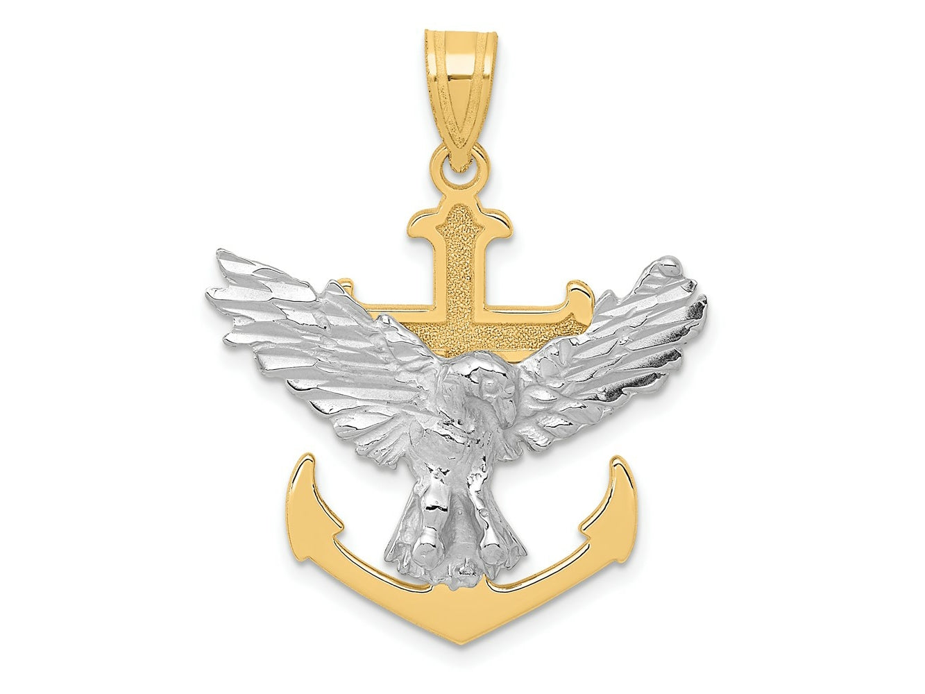 FJC Finejewelers 10 kt Two Tone Gold Two-tone Mariners Cross with Eagle Charm 35 x 28 mm