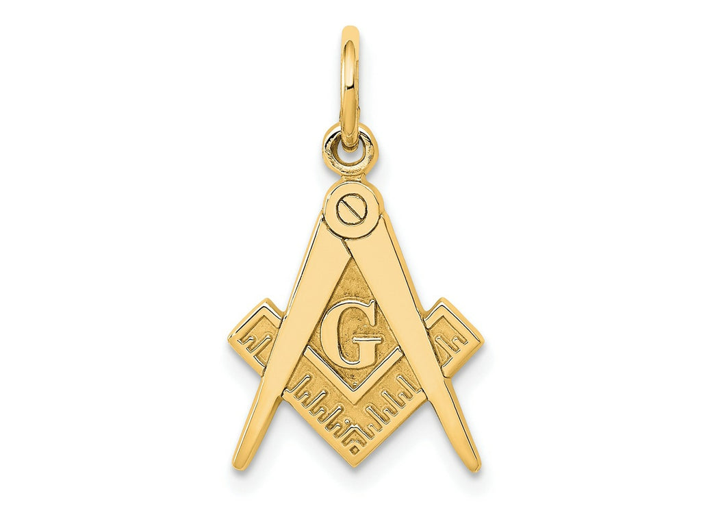 FJC Finejewelers 10 kt Yellow Gold Polished and Textured Masonic Symbol Charm 20 x 11 mm