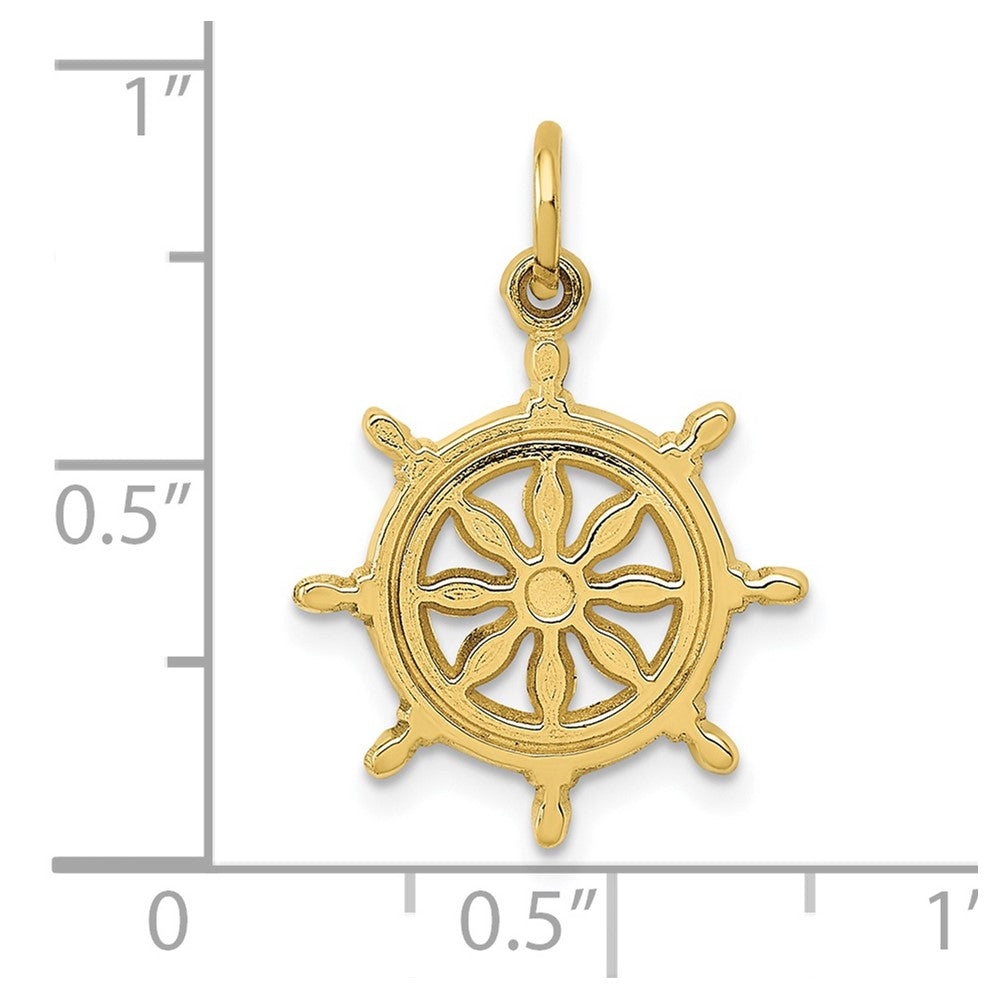 FJC Finejewelers 10 kt Yellow Gold Ships Wheel Charm 24 x 16 mm