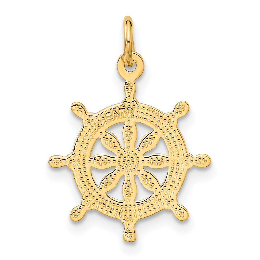 FJC Finejewelers 10 kt Yellow Gold Ships Wheel Charm 24 x 16 mm